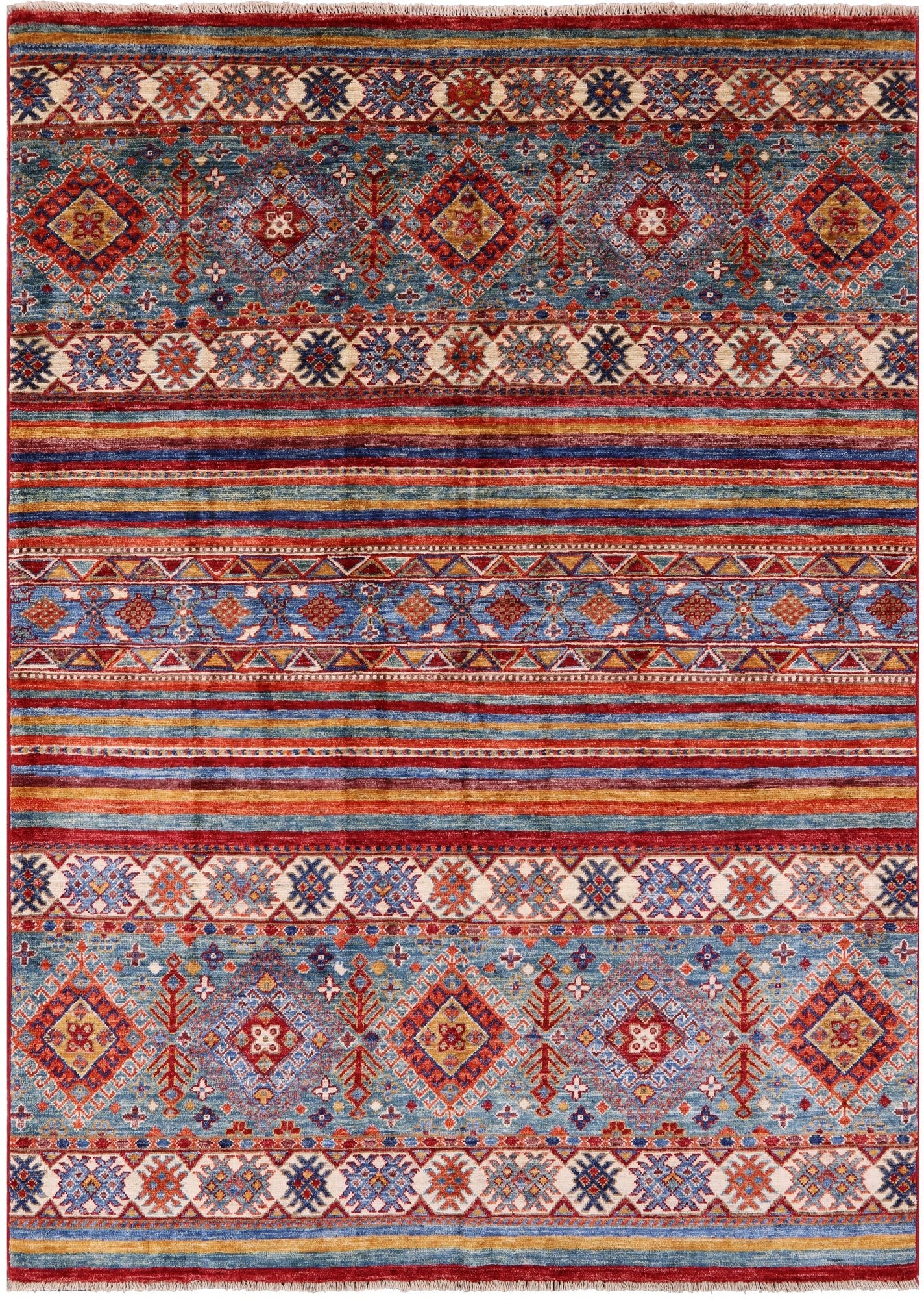 Khorjin Persian Gabbeh Hand Knotted Wool Rug - 4' 10" X 6' 6" - Golden Nile