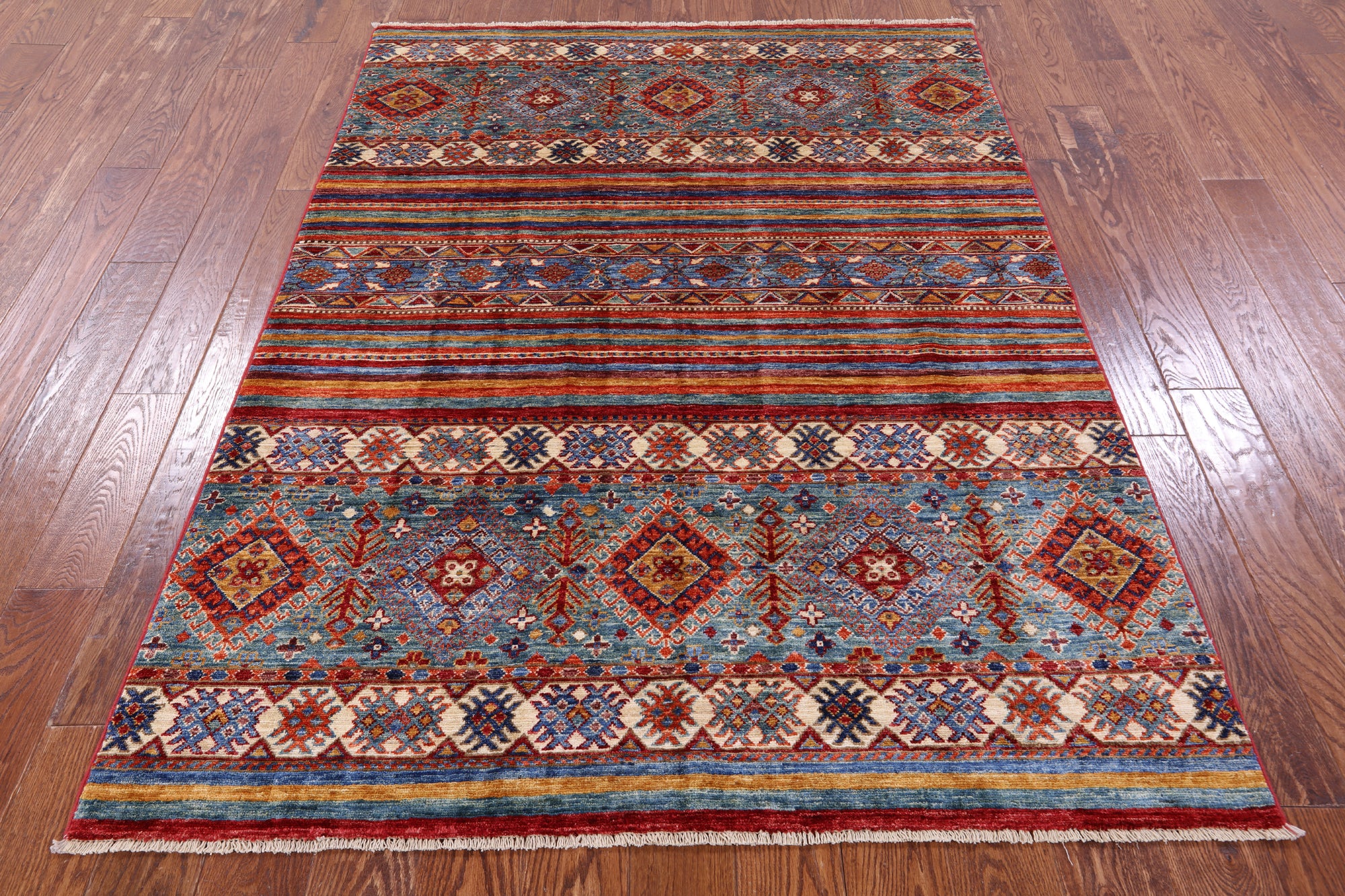 Khorjin Persian Gabbeh Hand Knotted Wool Rug - 4' 10" X 6' 6" - Golden Nile