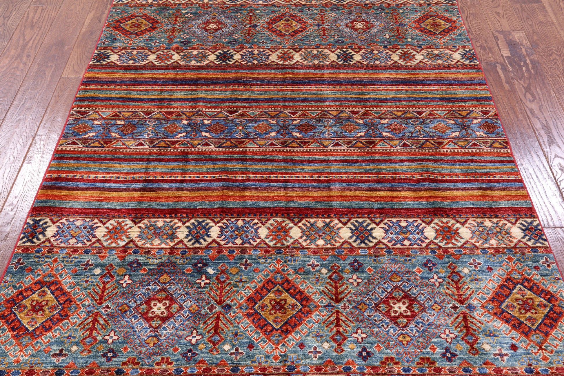 Khorjin Persian Gabbeh Hand Knotted Wool Rug - 4' 10" X 6' 6" - Golden Nile
