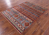 Khorjin Persian Gabbeh Hand Knotted Wool Rug - 4' 10" X 6' 6" - Golden Nile