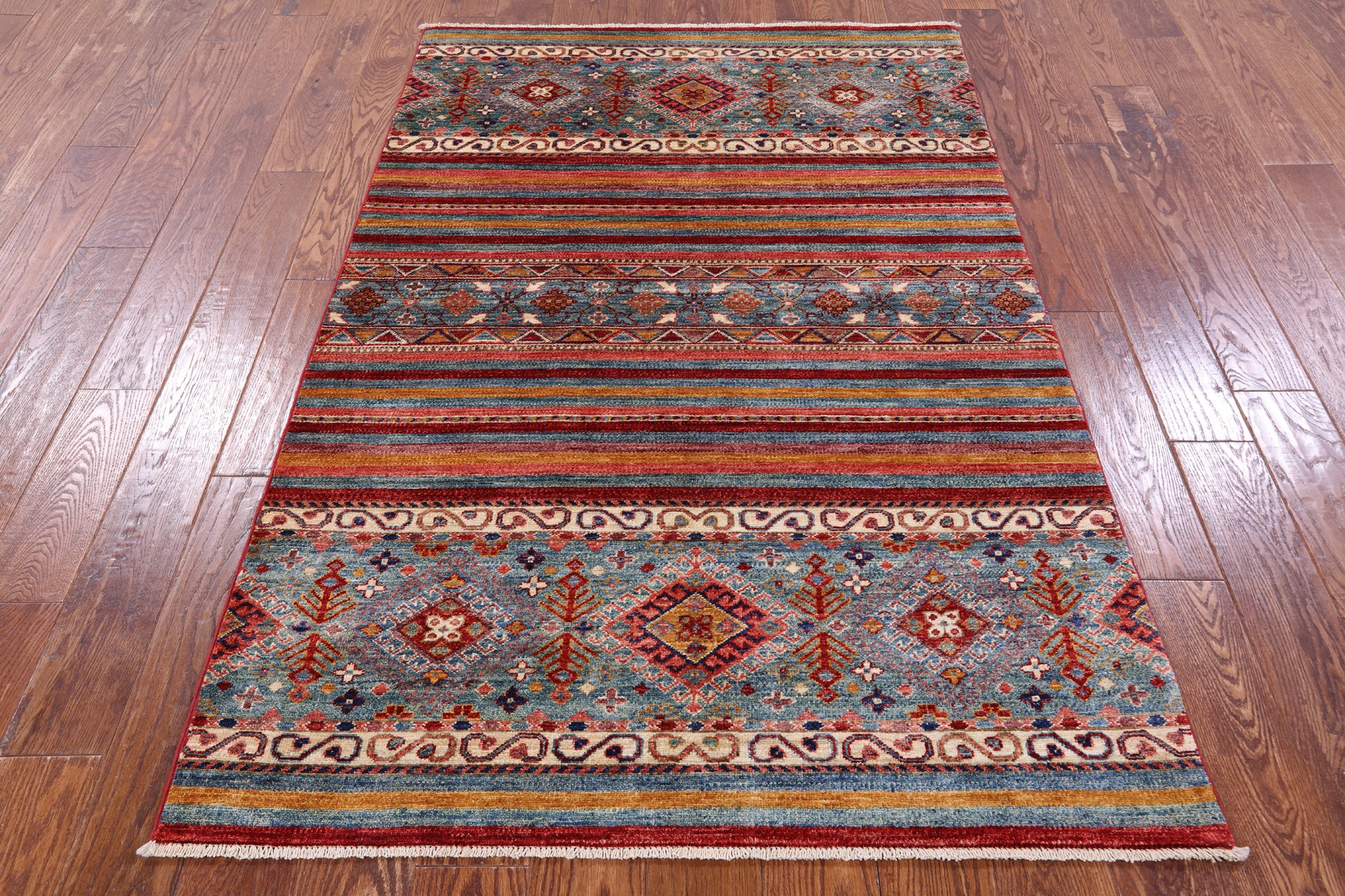 Khorjin Persian Gabbeh Hand Knotted Wool Rug - 3' 11" X 6' 0" - Golden Nile