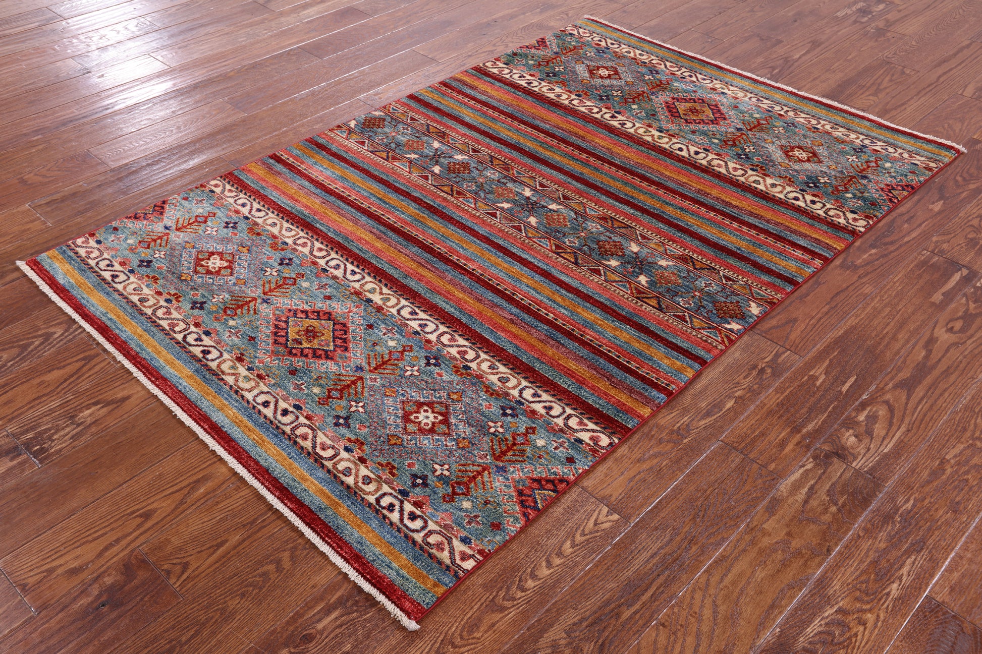 Khorjin Persian Gabbeh Hand Knotted Wool Rug - 3' 11" X 6' 0" - Golden Nile