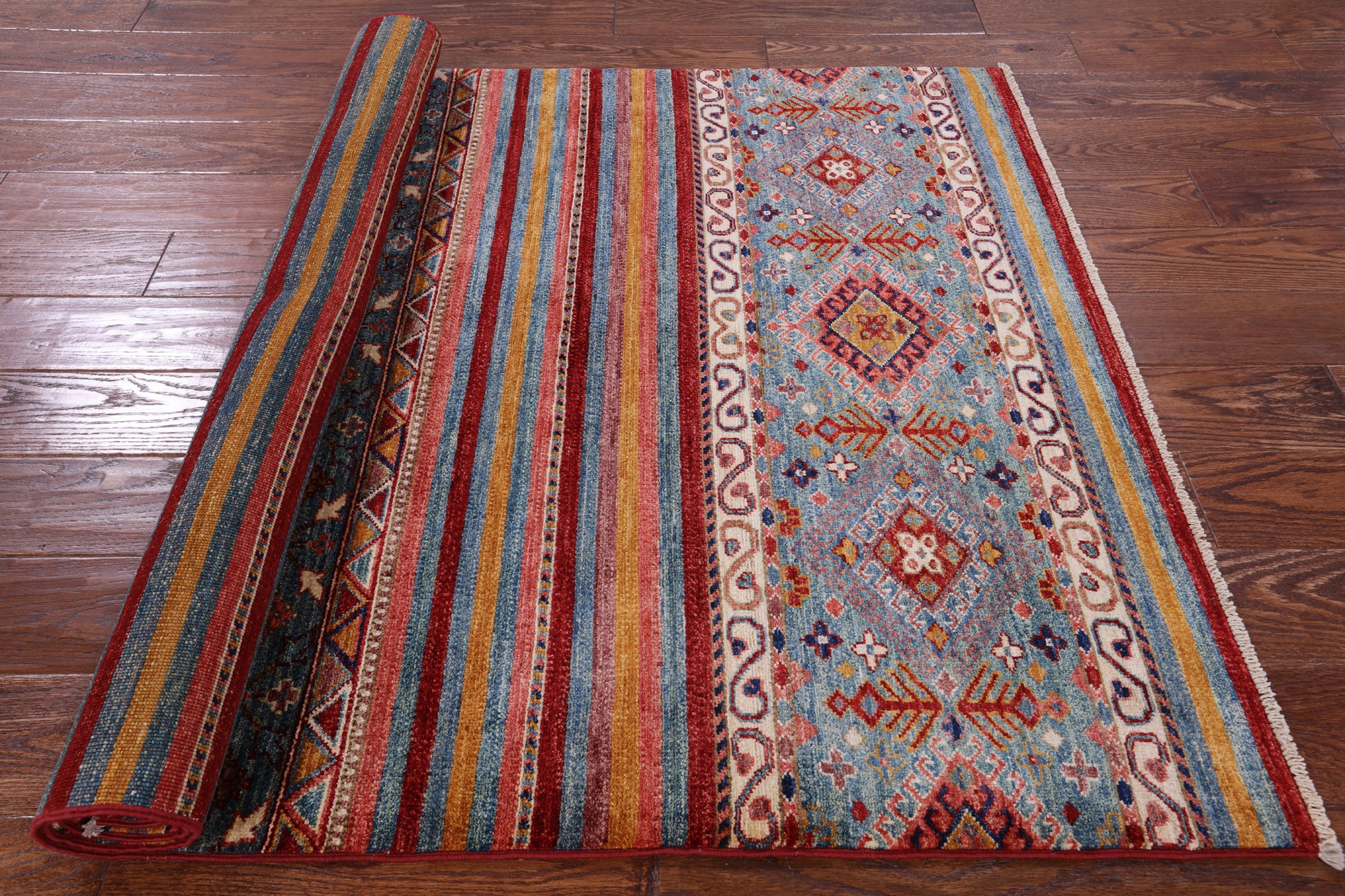 Khorjin Persian Gabbeh Hand Knotted Wool Rug - 3' 11" X 6' 0" - Golden Nile