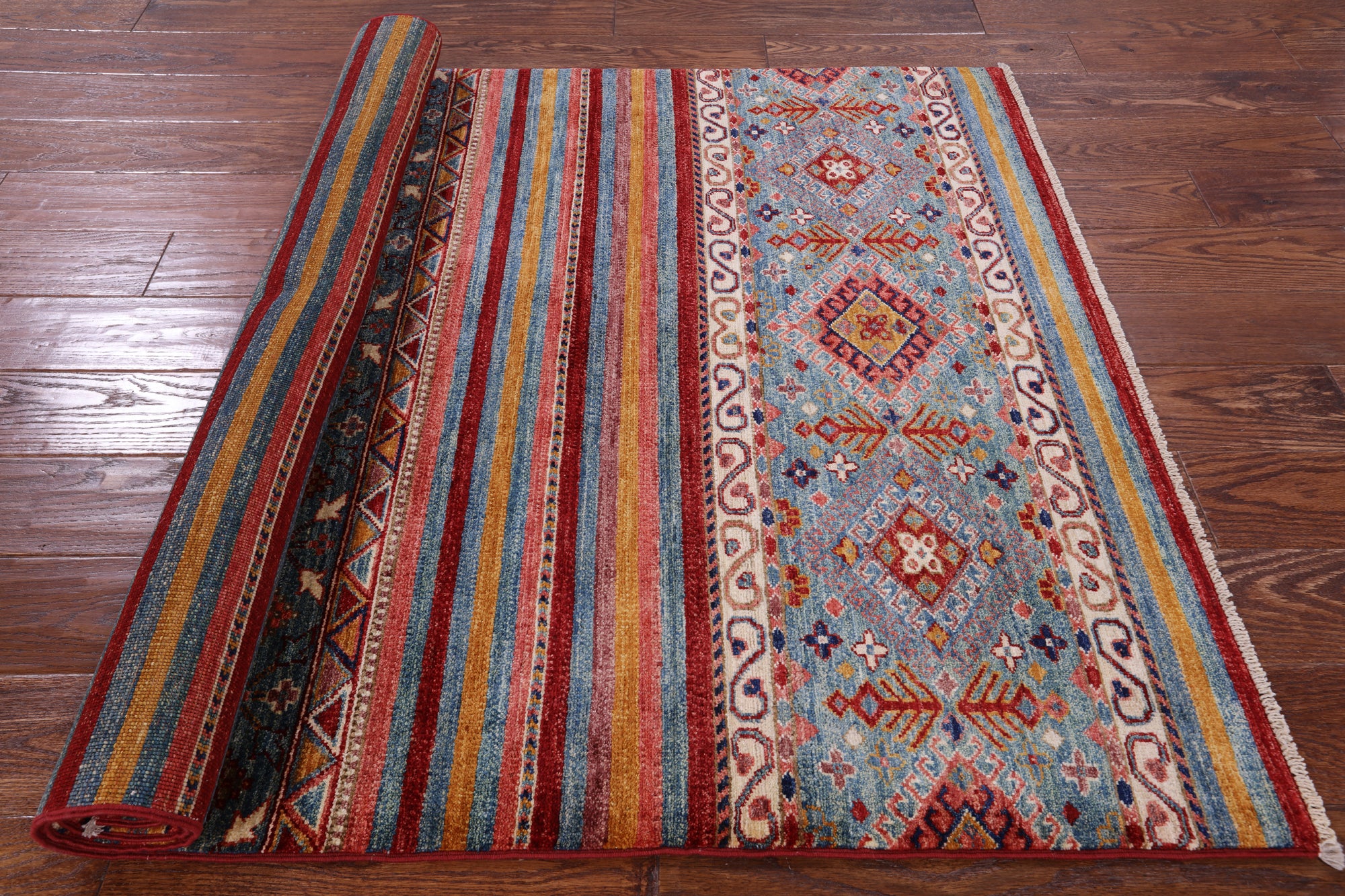 Khorjin Persian Gabbeh Hand Knotted Wool Rug - 3' 11" X 6' 0" - Golden Nile