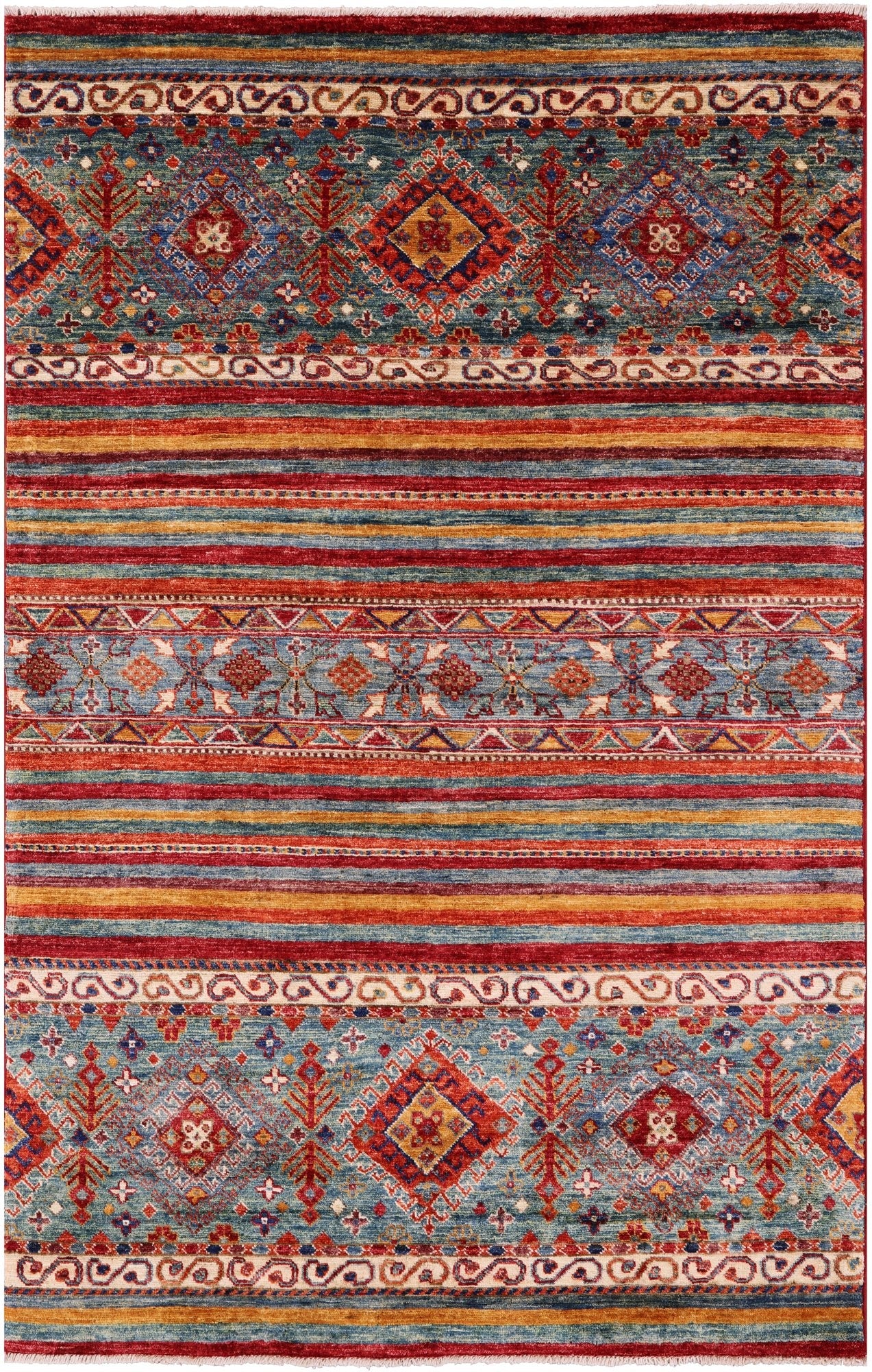 Khorjin Persian Gabbeh Handmade Wool Rug - 4' 0" X 6' 2" - Golden Nile