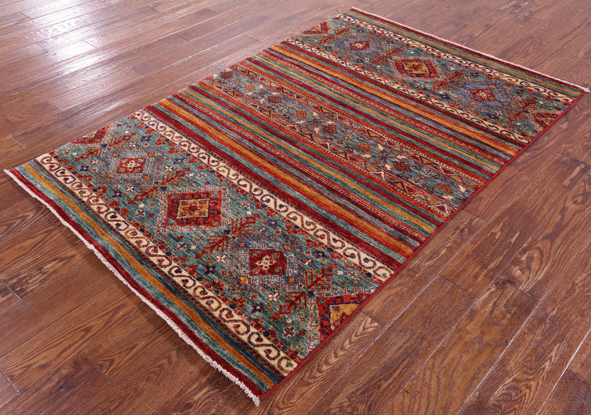 Khorjin Persian Gabbeh Handmade Wool Rug - 4' 0" X 6' 2" - Golden Nile