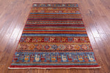 Khorjin Persian Gabbeh Hand Knotted Wool Rug - 4' 1" X 6' 1" - Golden Nile