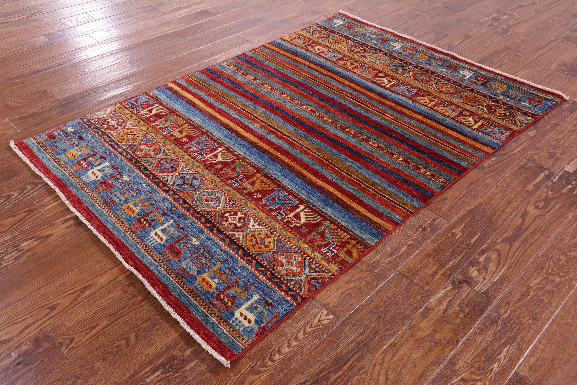 Khorjin Persian Gabbeh Hand Knotted Wool Rug - 4' 1" X 6' 1" - Golden Nile
