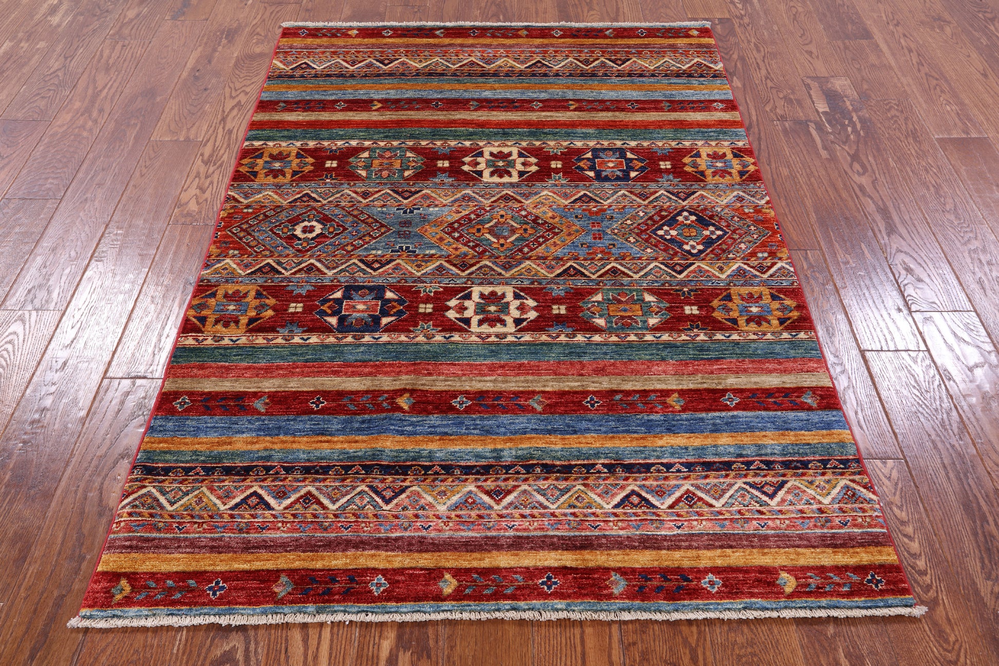 Khorjin Persian Gabbeh Handmade Wool Rug - 4' 0" X 5' 10" - Golden Nile
