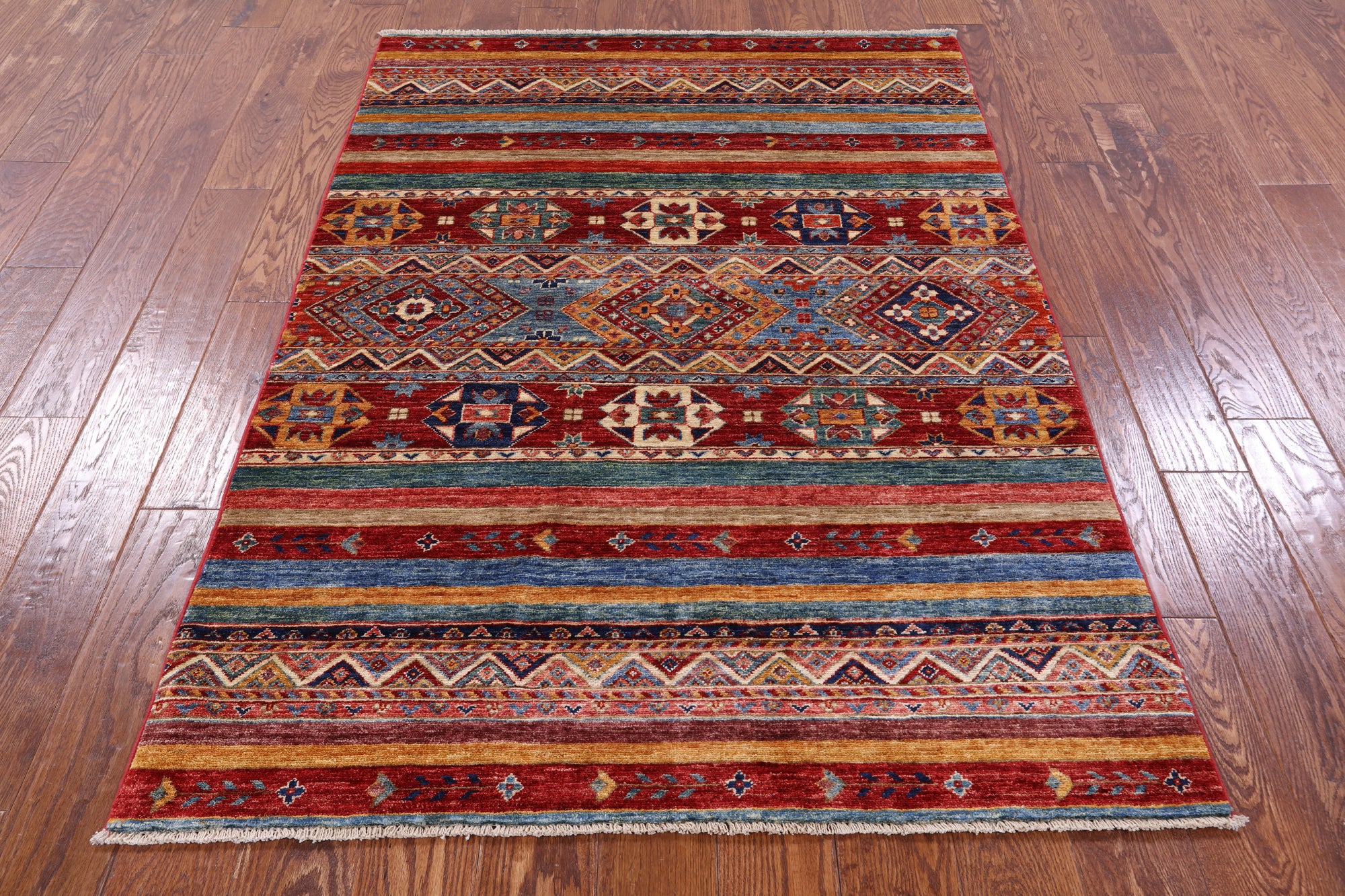 Khorjin Persian Gabbeh Handmade Wool Rug - 4' 0" X 5' 10" - Golden Nile