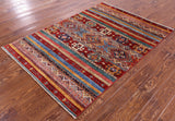 Khorjin Persian Gabbeh Handmade Wool Rug - 4' 0" X 5' 10" - Golden Nile