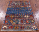 Blue Khorjin Persian Gabbeh Hand Knotted Wool Rug - 3' 10" X 5' 10" - Golden Nile