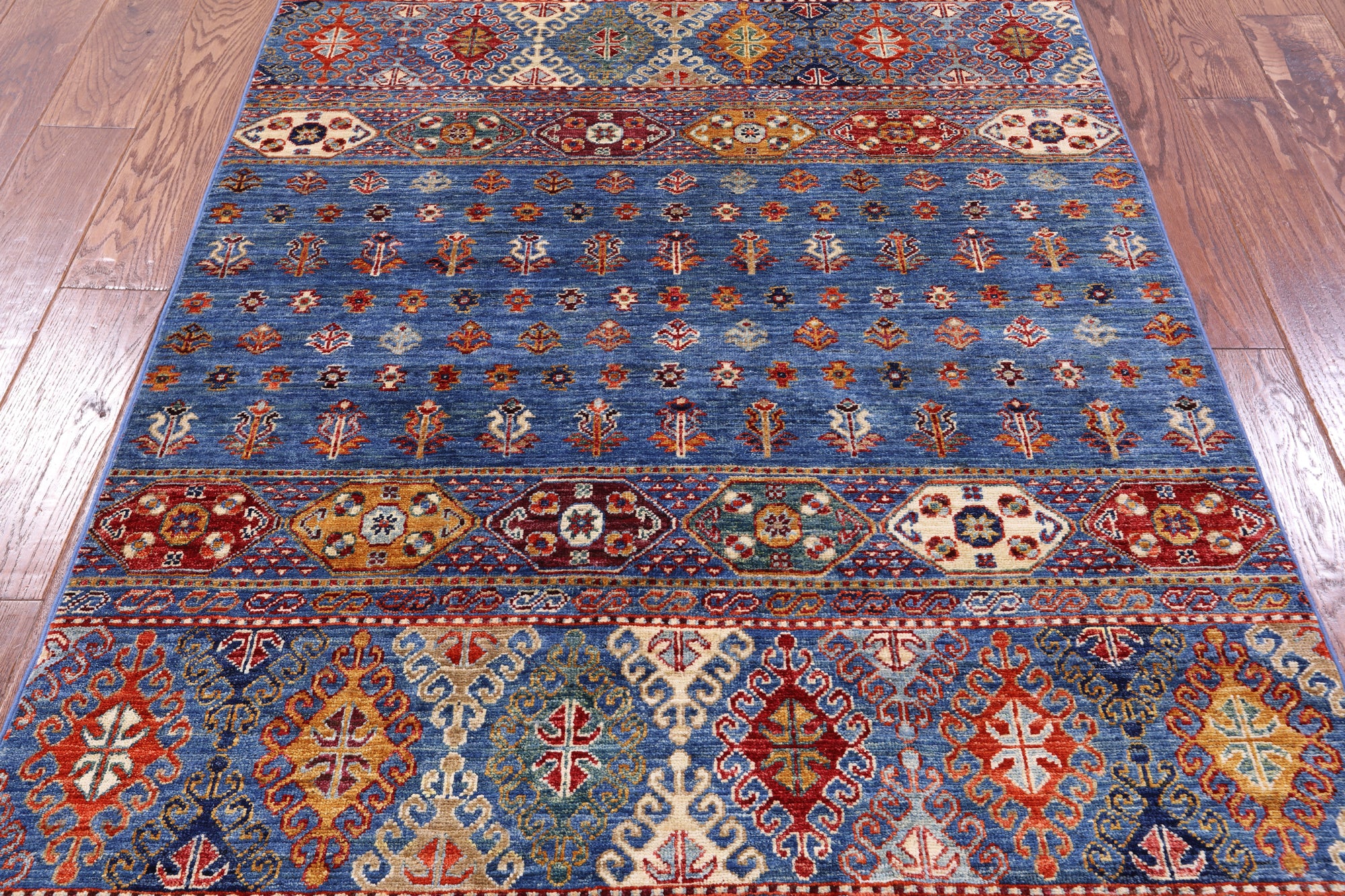 Blue Khorjin Persian Gabbeh Hand Knotted Wool Rug - 3' 10" X 5' 10" - Golden Nile