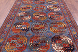 Blue Turkmen Ersari Hand Knotted Wool Rug - 6' 7" X 9' 7" - Golden Nile