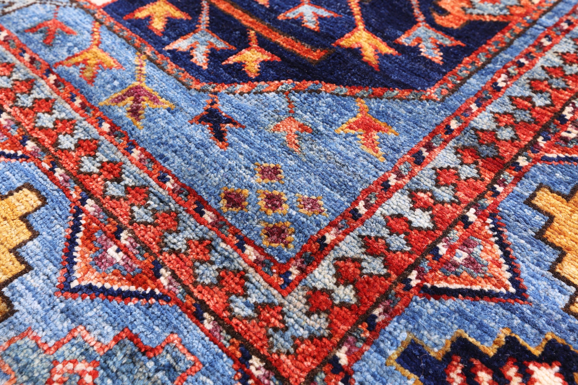 Blue Turkmen Ersari Hand Knotted Wool Rug - 6' 7" X 9' 7" - Golden Nile