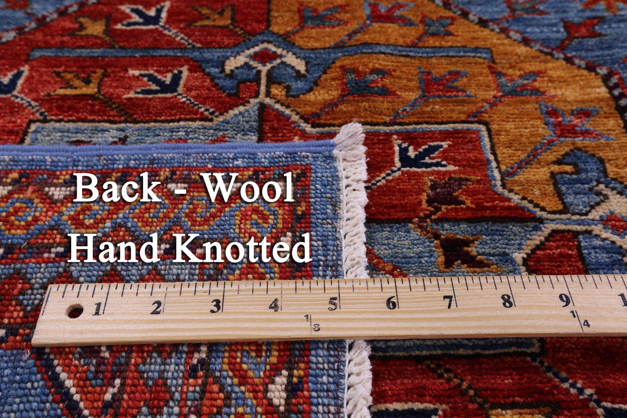 Blue Turkmen Ersari Hand Knotted Wool Rug - 6' 7" X 9' 7" - Golden Nile