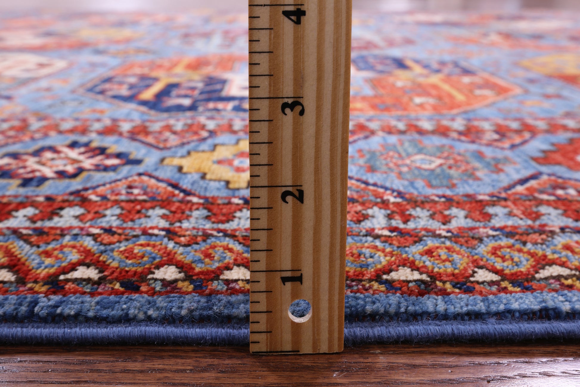 Blue Turkmen Ersari Hand Knotted Wool Rug - 6' 7" X 9' 7" - Golden Nile