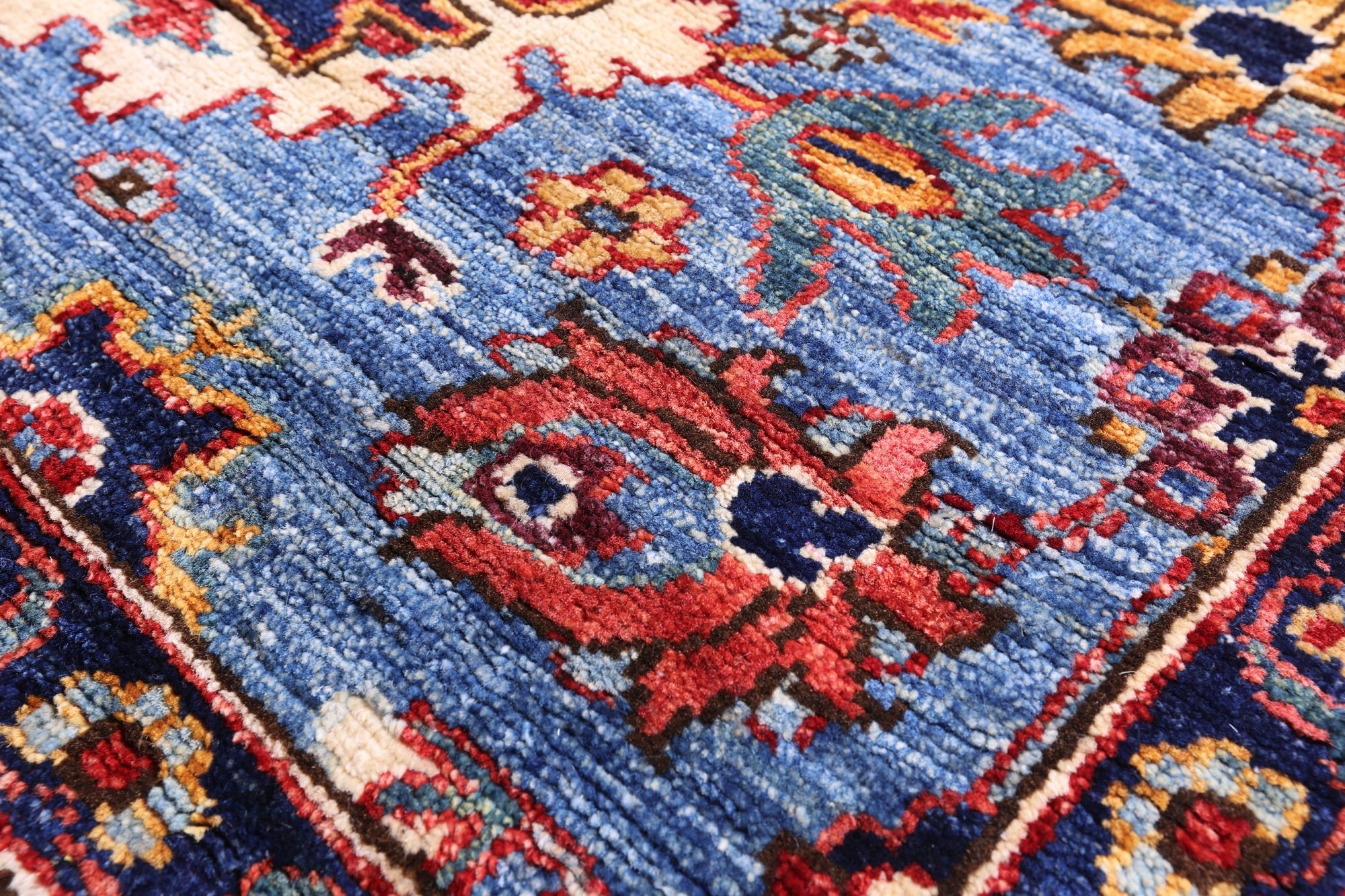 Blue Persian Fine Serapi Handmade Wool Runner Rug - 2' 9" X 9' 6" - Golden Nile