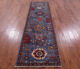 Blue Persian Fine Serapi Handmade Wool Runner Rug - 2' 9" X 9' 6" - Golden Nile