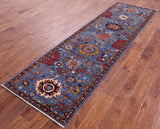 Blue Persian Fine Serapi Handmade Wool Runner Rug - 2' 9" X 9' 6" - Golden Nile