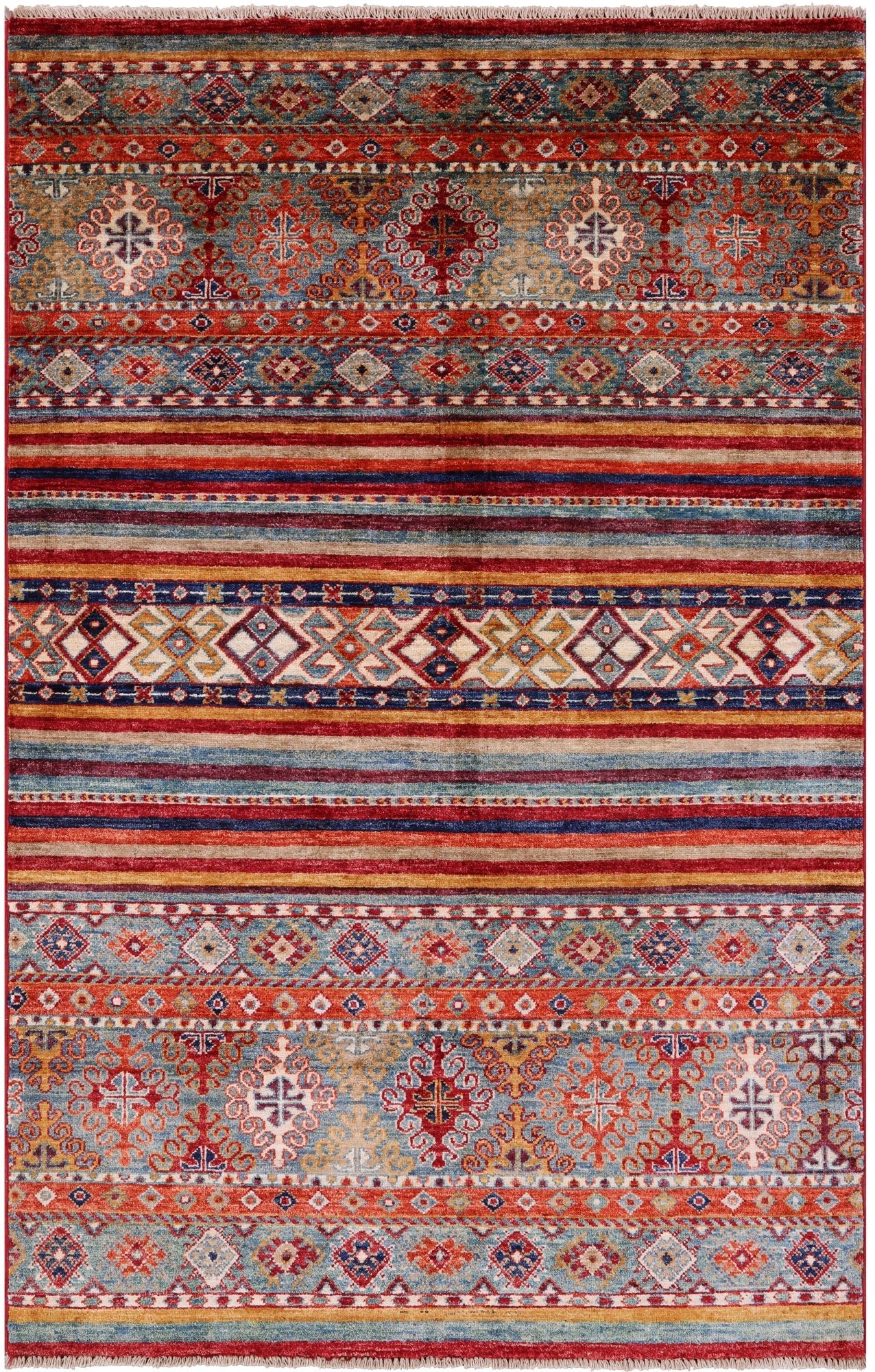 Khorjin Persian Gabbeh Hand Knotted Wool Rug - 3' 10" X 6' 0" - Golden Nile
