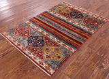 Khorjin Persian Gabbeh Hand Knotted Wool Rug - 3' 3" X 4' 10" - Golden Nile