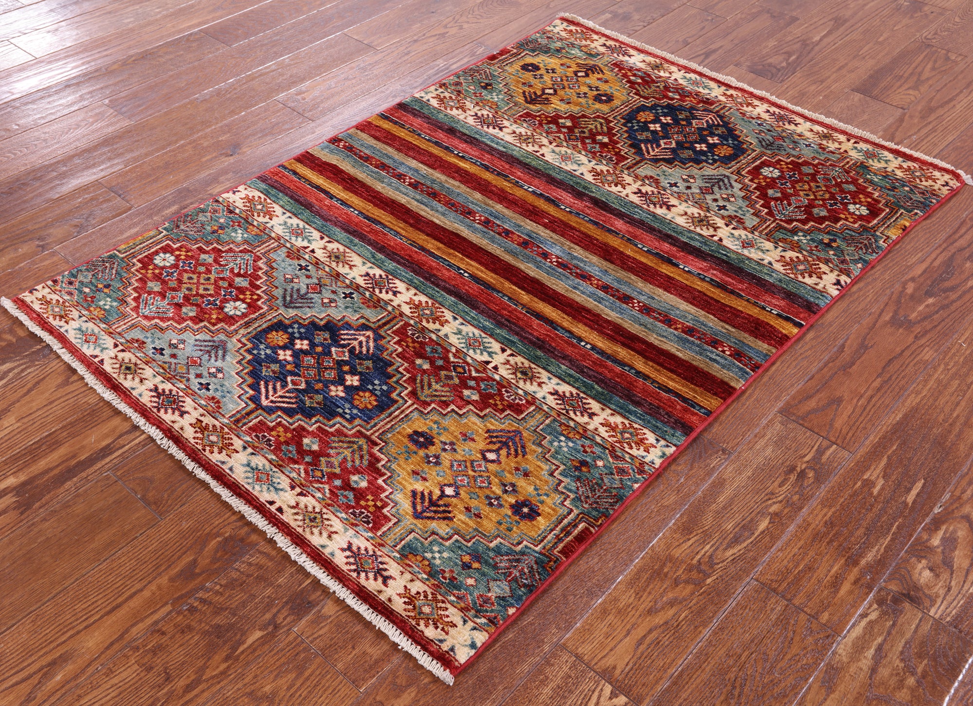 Khorjin Persian Gabbeh Hand Knotted Wool Rug - 3' 3" X 4' 10" - Golden Nile