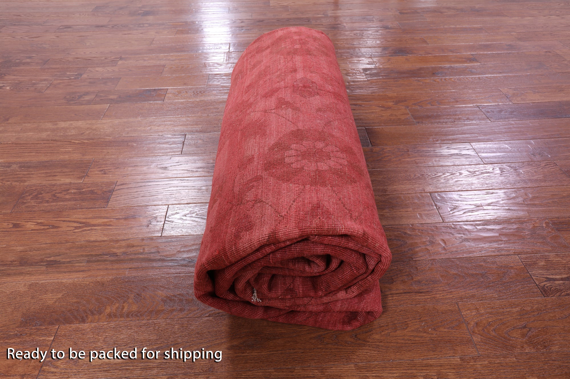 Red Full Pile Overdyed Hand Knotted Wool Rug - 9' 10" X 13' 8" - Golden Nile
