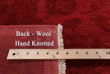 Red Full Pile Overdyed Hand Knotted Wool Rug - 9' 10" X 13' 8" - Golden Nile