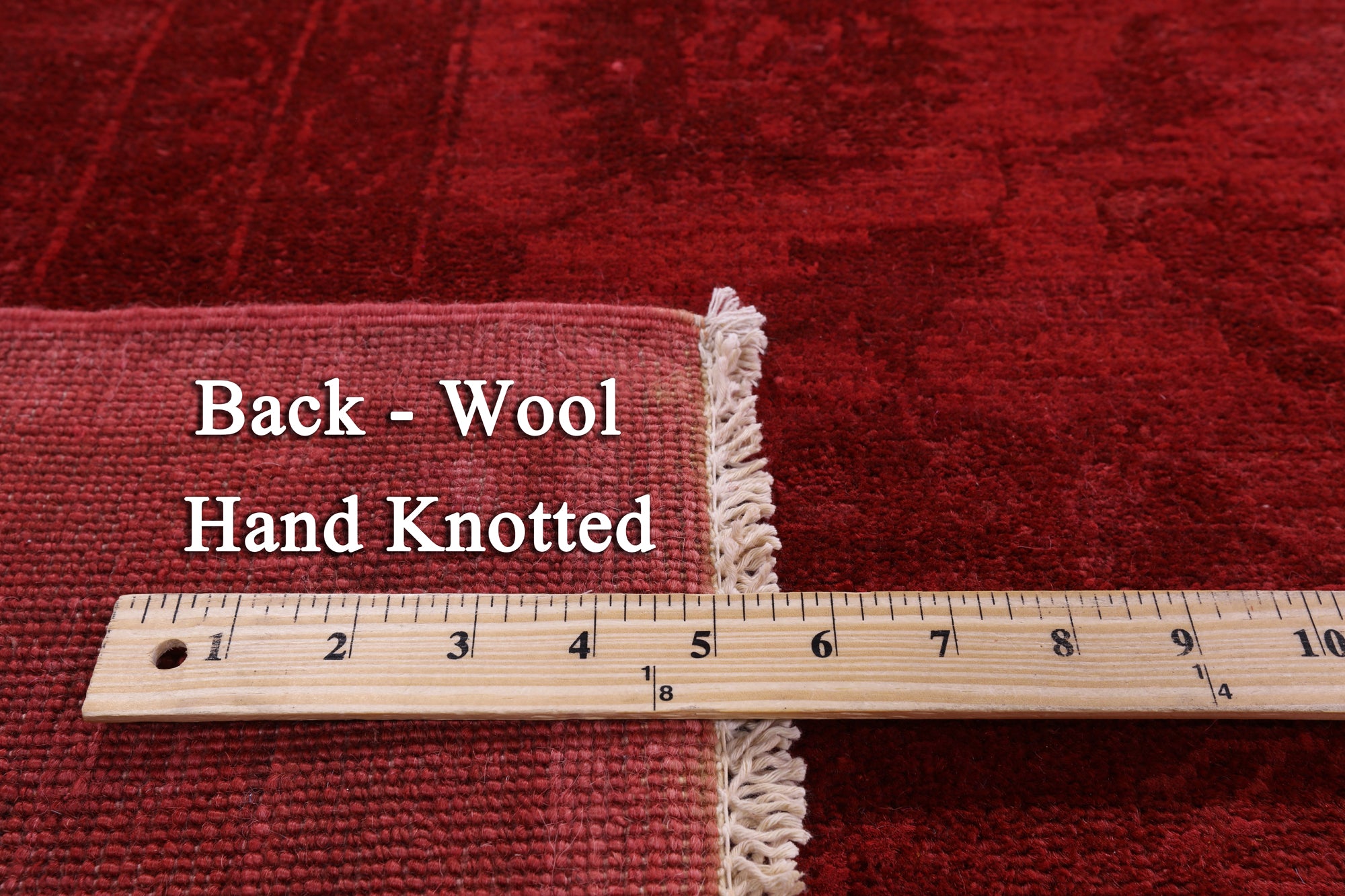 Red Full Pile Overdyed Hand Knotted Wool Rug - 9' 10" X 13' 8" - Golden Nile