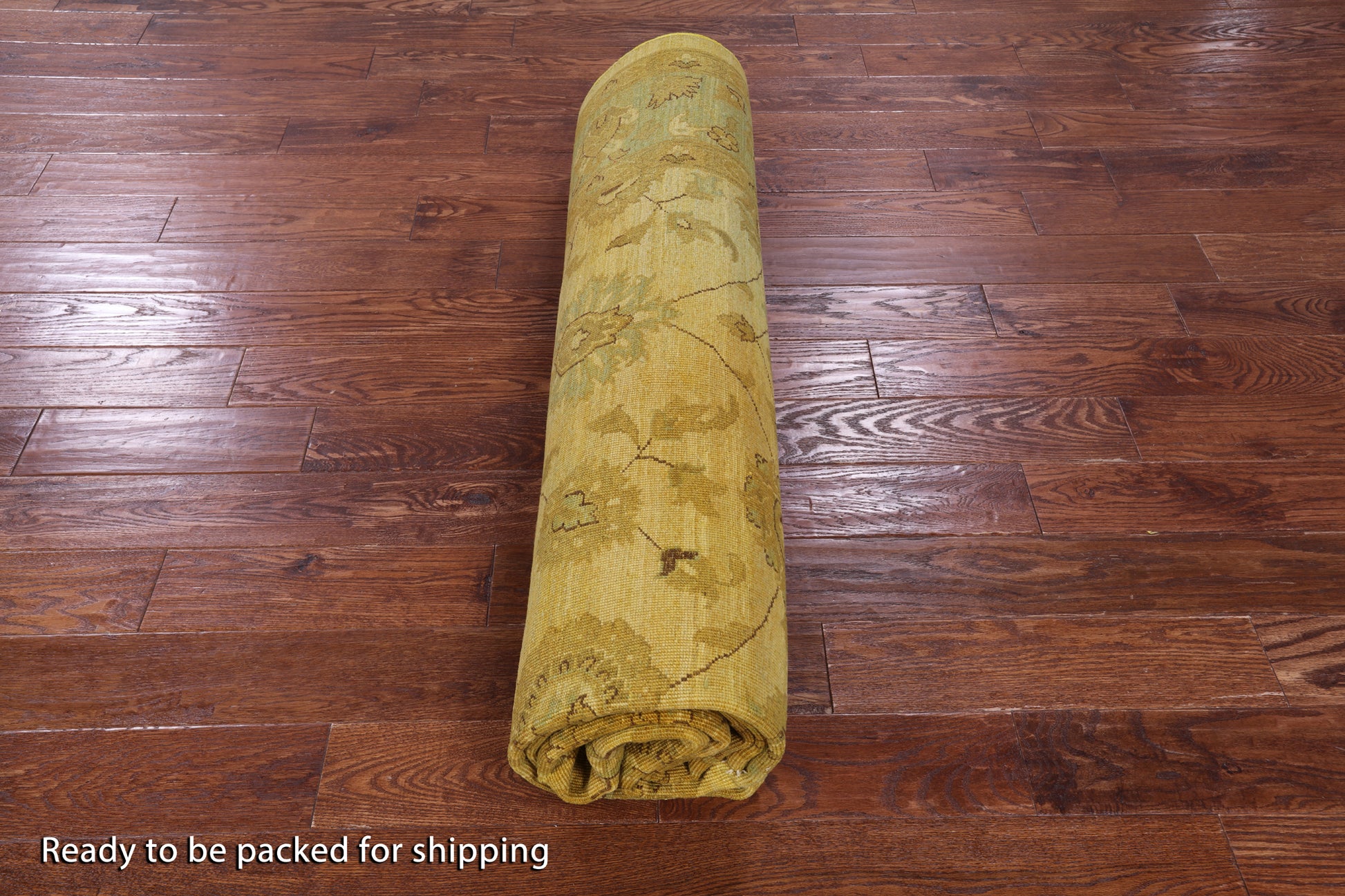 Gold Full Pile Overdyed Hand Knotted Wool Rug - 8' 0" X 9' 10" - Golden Nile