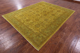 Gold Full Pile Overdyed Hand Knotted Wool Rug - 8' 0" X 9' 10" - Golden Nile