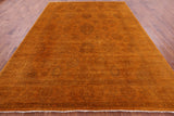 Orange Full Pile Overdyed Hand Knotted Wool Rug - 8' 10" X 11' 9" - Golden Nile