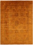 Orange Full Pile Overdyed Hand Knotted Wool Rug - 8' 10" X 11' 9" - Golden Nile