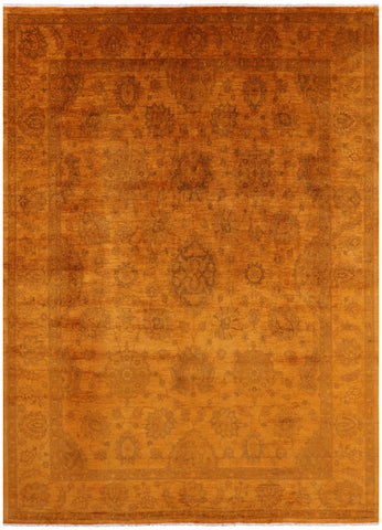 Orange Full Pile Overdyed Hand Knotted Wool Rug - 8' 10