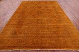 Orange Full Pile Overdyed Hand Knotted Wool Rug - 8' 10" X 11' 9" - Golden Nile