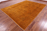 Orange Full Pile Overdyed Hand Knotted Wool Rug - 8' 10" X 11' 9" - Golden Nile