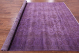 Purple Full Pile Overdyed Hand Knotted Wool Rug - 8' 2" X 9' 9" - Golden Nile