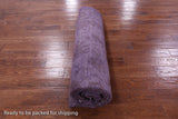 Purple Full Pile Overdyed Hand Knotted Wool Rug - 8' 2" X 9' 9" - Golden Nile