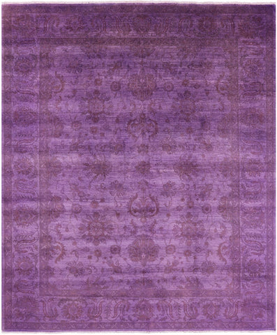 Purple Full Pile Overdyed Hand Knotted Wool Rug - 8' 2