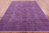Purple Full Pile Overdyed Hand Knotted Wool Rug - 8' 2" X 9' 9" - Golden Nile