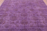 Purple Full Pile Overdyed Hand Knotted Wool Rug - 8' 2" X 9' 9" - Golden Nile