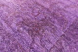 Purple Full Pile Overdyed Hand Knotted Wool Rug - 8' 2" X 9' 9" - Golden Nile