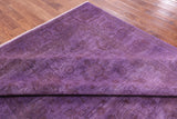 Purple Full Pile Overdyed Hand Knotted Wool Rug - 8' 2" X 9' 9" - Golden Nile