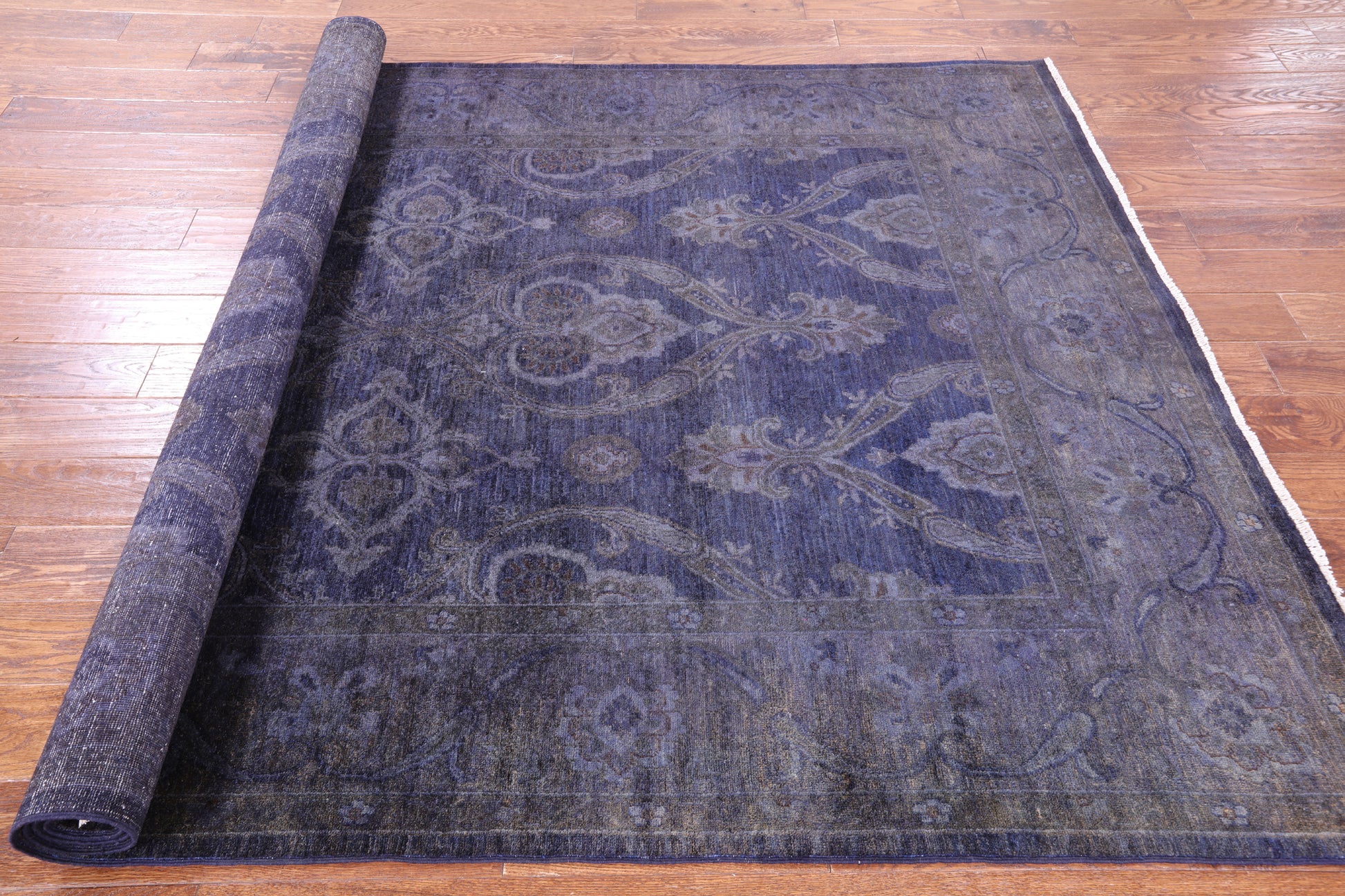 Purple Full Pile Overdyed Hand Knotted Wool Rug - 5' 11" X 9' 0" - Golden Nile