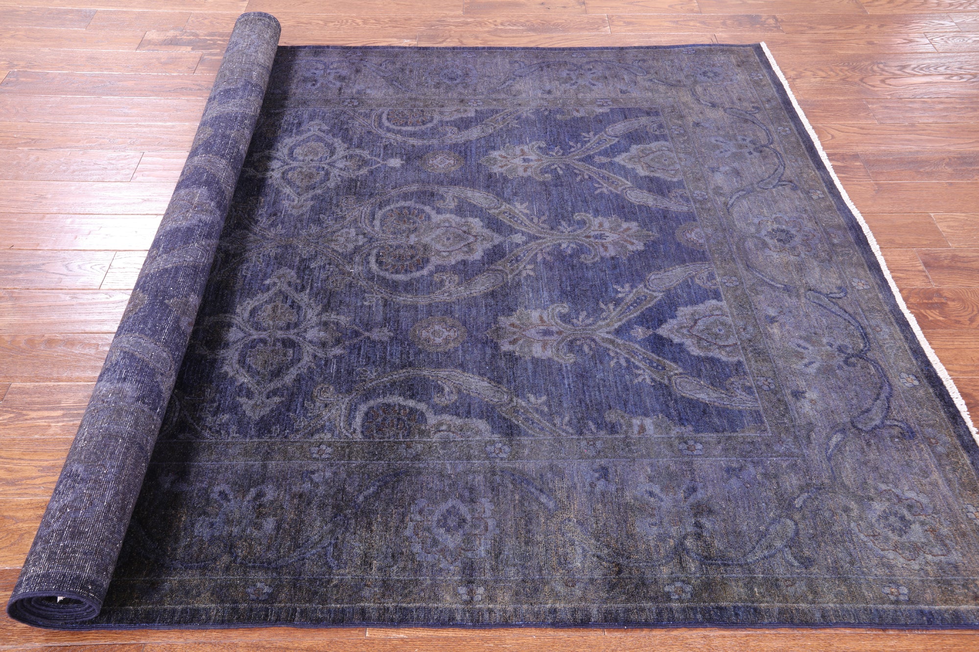 Purple Full Pile Overdyed Hand Knotted Wool Rug - 5' 11" X 9' 0" - Golden Nile