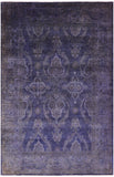 Purple Full Pile Overdyed Hand Knotted Wool Rug - 5' 11" X 9' 0" - Golden Nile
