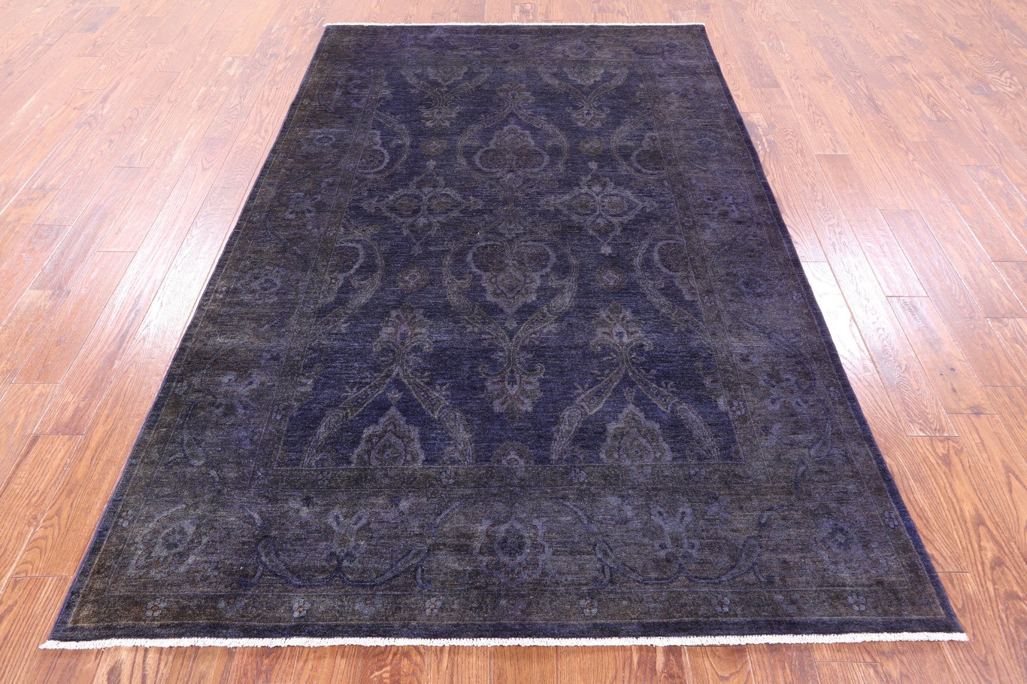 Purple Full Pile Overdyed Hand Knotted Wool Rug - 5' 11" X 9' 0" - Golden Nile