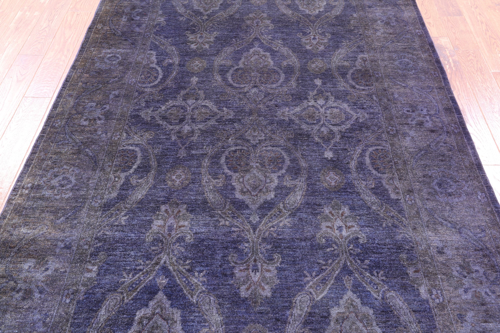 Purple Full Pile Overdyed Hand Knotted Wool Rug - 5' 11" X 9' 0" - Golden Nile