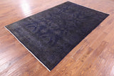 Purple Full Pile Overdyed Hand Knotted Wool Rug - 5' 11" X 9' 0" - Golden Nile